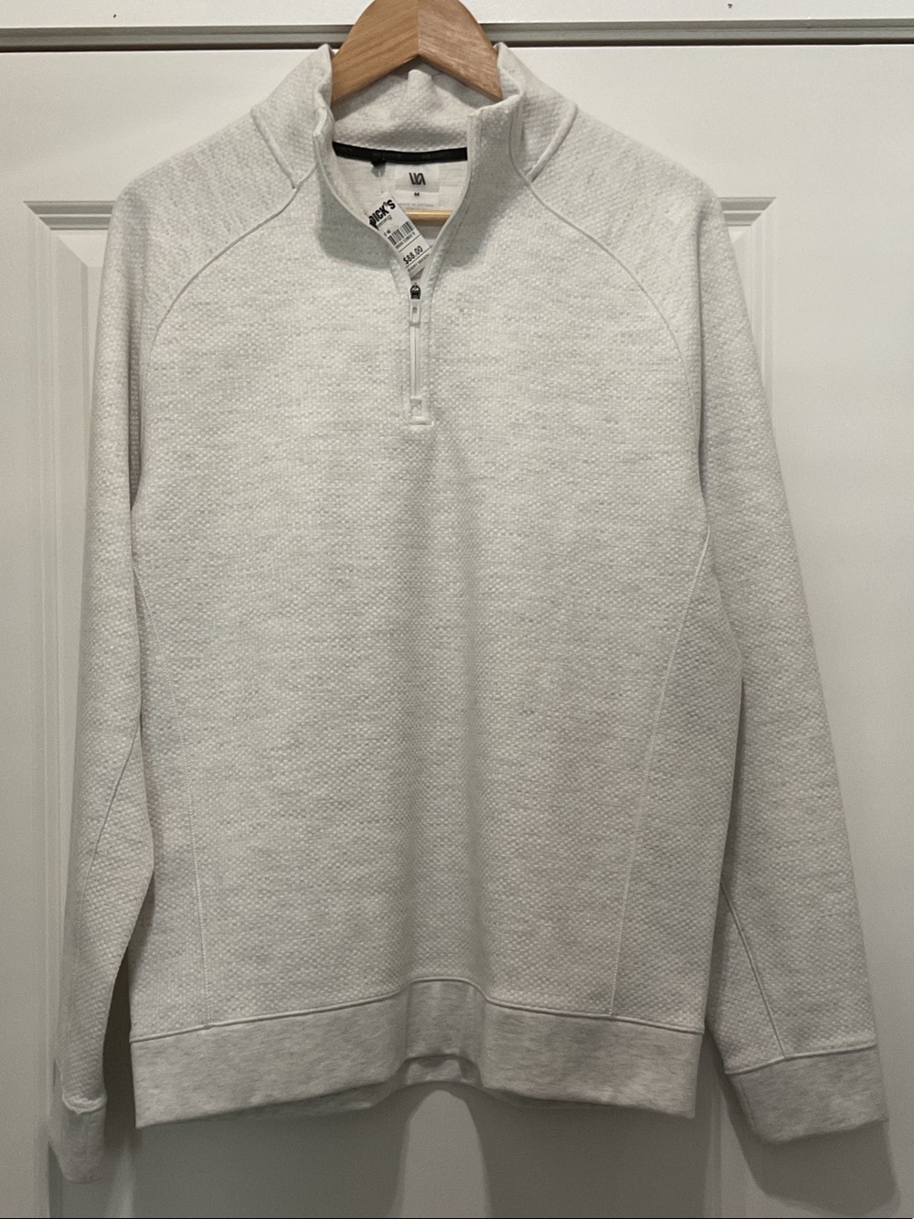 Men's White Half-Zip Textured Sweater